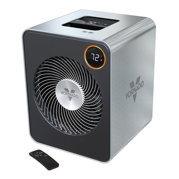 Vornado VMHi600 Whole Room Metal Space Heater, Digital Thermostat, Remote Control, 1500 Watts, Stainless Steel