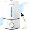 Westinghouse Cool Mist Ultrasonic Humidifier for Bedrooms, 3 Liter Capacity with LED Night Light and Low Water Alarm, Humidifier with Essential Oil Diffuser