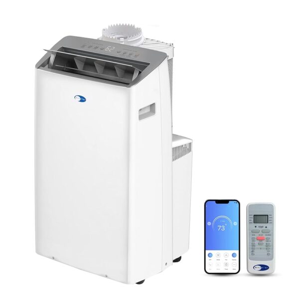 Whynter Inverter Portable Air Conditioner 14,000 BTU with Dual Hose, Dehumidifier, Cooling Fan & Smart Wi-Fi for 600 Sq Ft Rooms, NEX ARC-1230WN, White