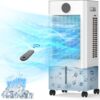 Windowless Portable Air Conditioner, 12H Timer & 2-Gal Tank, 3-IN-1 Portable AC Unit with Remote, 75°Oscillation, 3 Modes & 3 Speeds, Ultra-Quiet 24" Ventless Swamp Cooler for...