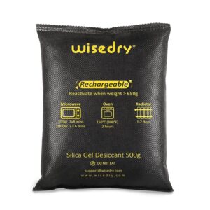 wisedry 2 x 500 Gram [2.2 lbs] Rechargeable Silica Gel Car Dehumidifier, Microwave Fast Reactivated Desiccant Packets Large for Gun Safe Closet Basement Garage Storage Moisture...