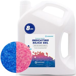 Wisesorb 8lbs Premium Blue Desiccant Beads, Indicating Silica Gel Beads (Blue to Pink), Reusable Desiccant Dehumidifier