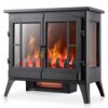 Xbeauty Electric Fireplace Stove, Freestanding Fireplace Heater with Realistic Flame, Indoor Electric Stove Heater, Portable, Infrared, Thermostat, Overheating Safety System,...