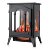 Xbeauty Electric Fireplace Stove, Freestanding Fireplace Heater with Realistic Flame, Indoor Electric Stove Heater, Portable, Infrared, Thermostat, Overheating Safety System,...