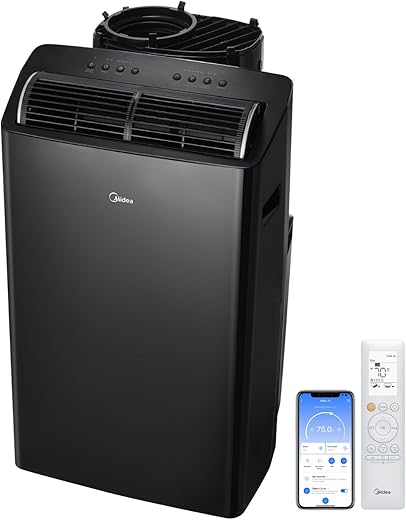 How to set the temperature on a Midea 3-in-1 Portable Air Conditioner?