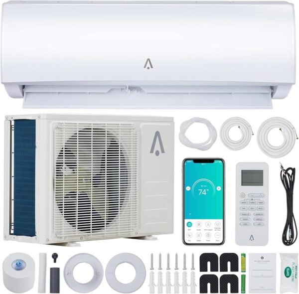 Mini Split Air Conditioner,23 SEER2 9000 BTU Mini Split AC/Heating System, Inverter Ductless Air Conditioner w/WiFi,Remote Contro& Pre-Charged, 230V AC Unit Cools Room up to 450...